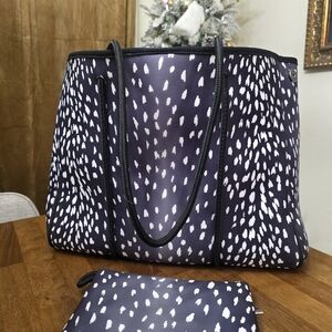 Parker & Hyde Neoprene Tote Bag & Purse Midnight Fawn Black Everday & Pool Purse